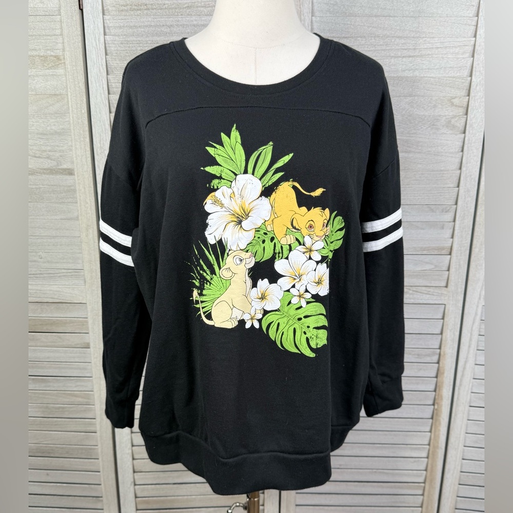 DISNEY/TORRID The Lion King Simba & Nala Crewneck Sweatshirt Black/Mutli-0X